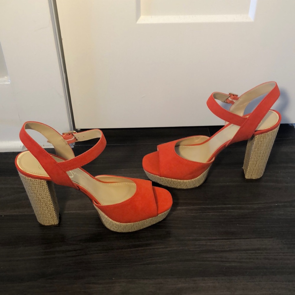 NBW Jessica Simpson Priella Tangerine and Natural Platform Sandal - Picture 3 of 11